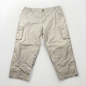 Cabela's Trail Hiker Cargo Pants Mens 46x30 Khaki Canvas Outdoor Utility